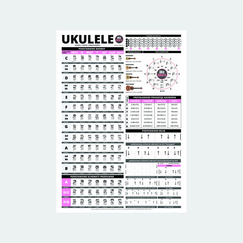 plakat ukulele akordy różowy